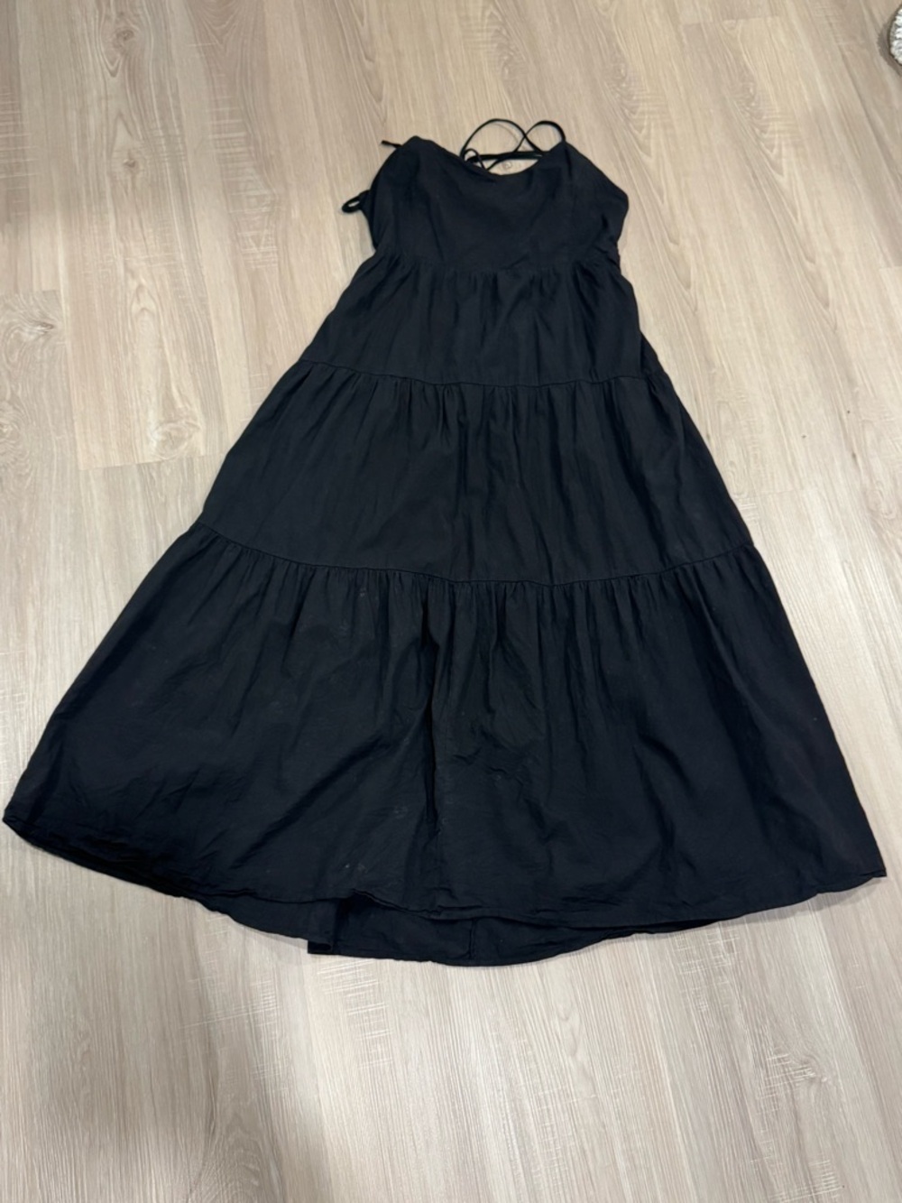 HYFVE Black Tiered Strappy Maxi Dress